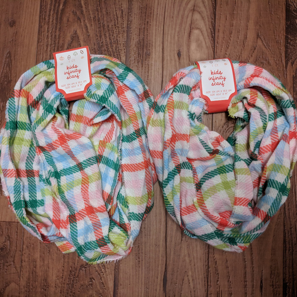 2 pcs Kid Infinity Scarf - White/Orange - Picture 1 of 4